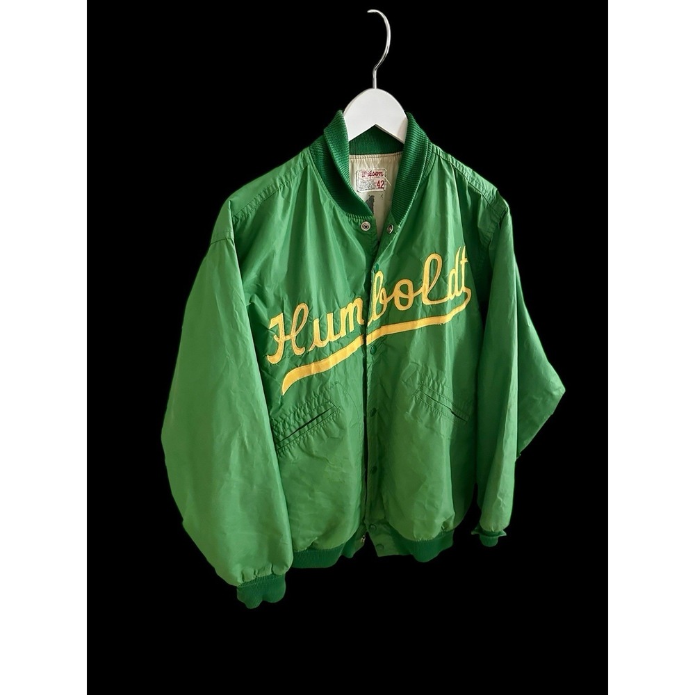 Vintage 60's‎ Wilson's Humboldt County Baseball Jacket Sz 42 Large Distressed